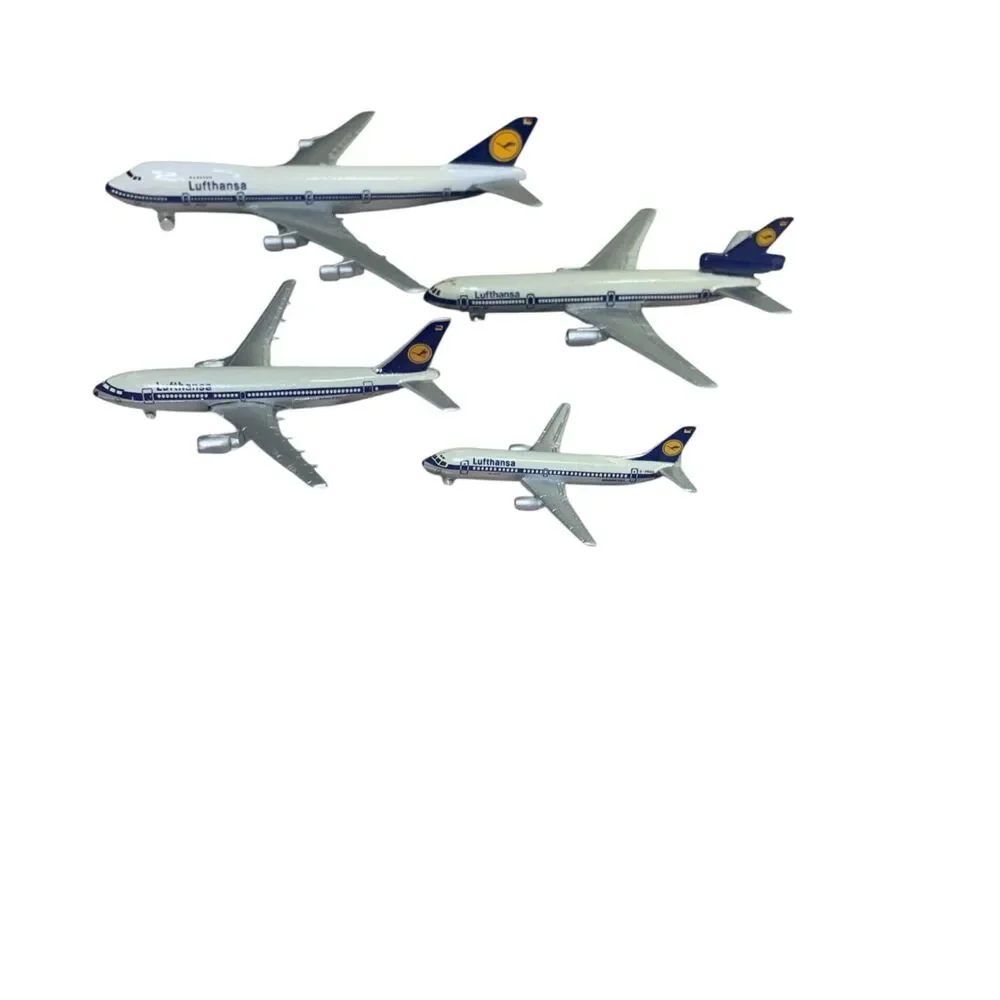 Schabak Lufthansa Diecast Boxed 4 Model Airplanes DC10 B737 A300 B747 1:600